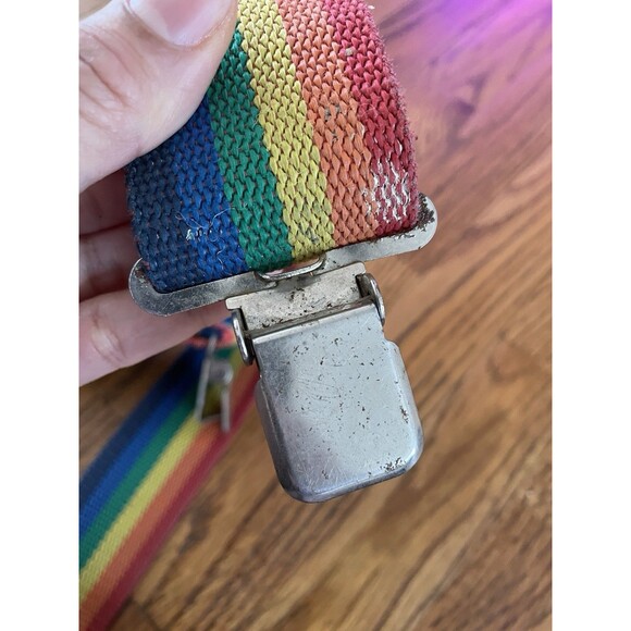 VTG Rainbow Suspenders 70’s-80’s Mork & Mindy Wide Popular Mechanics Clips - Picture 11 of 16